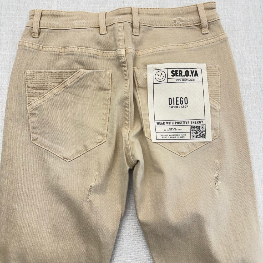 Ser.o.ya Diego Skinny Jeans Sand Dune Distressed Frayed Hem 1487-24 Size 28 - Picture 10 of 16